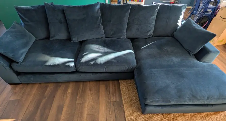 DFS Plush Blue Right Hand Corner Sofa