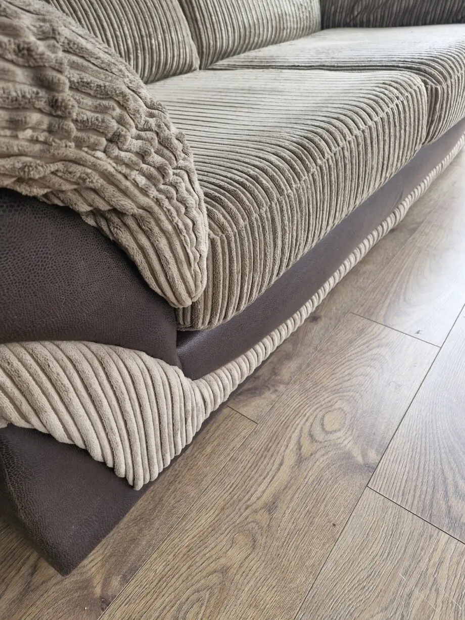 Brown 3 seater jumbo cord sofa