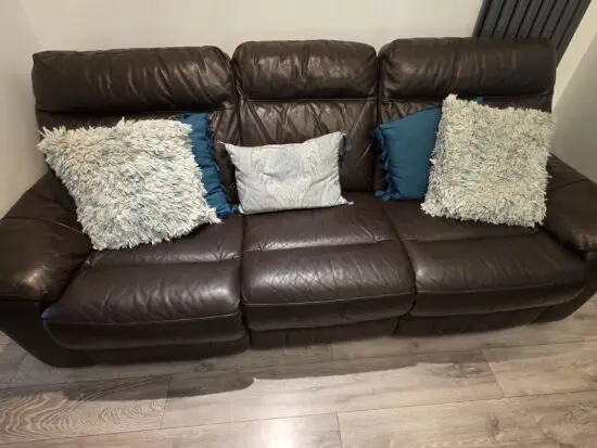 Brown genuine leather sofa