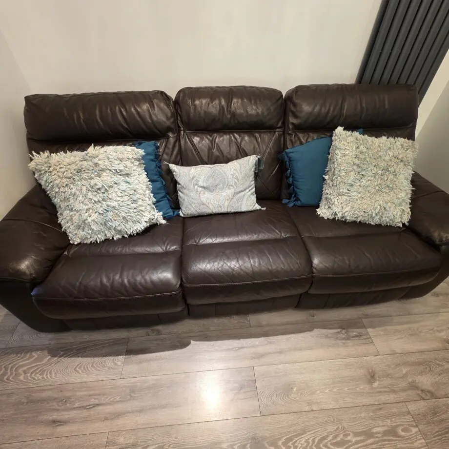 Brown genuine leather sofa