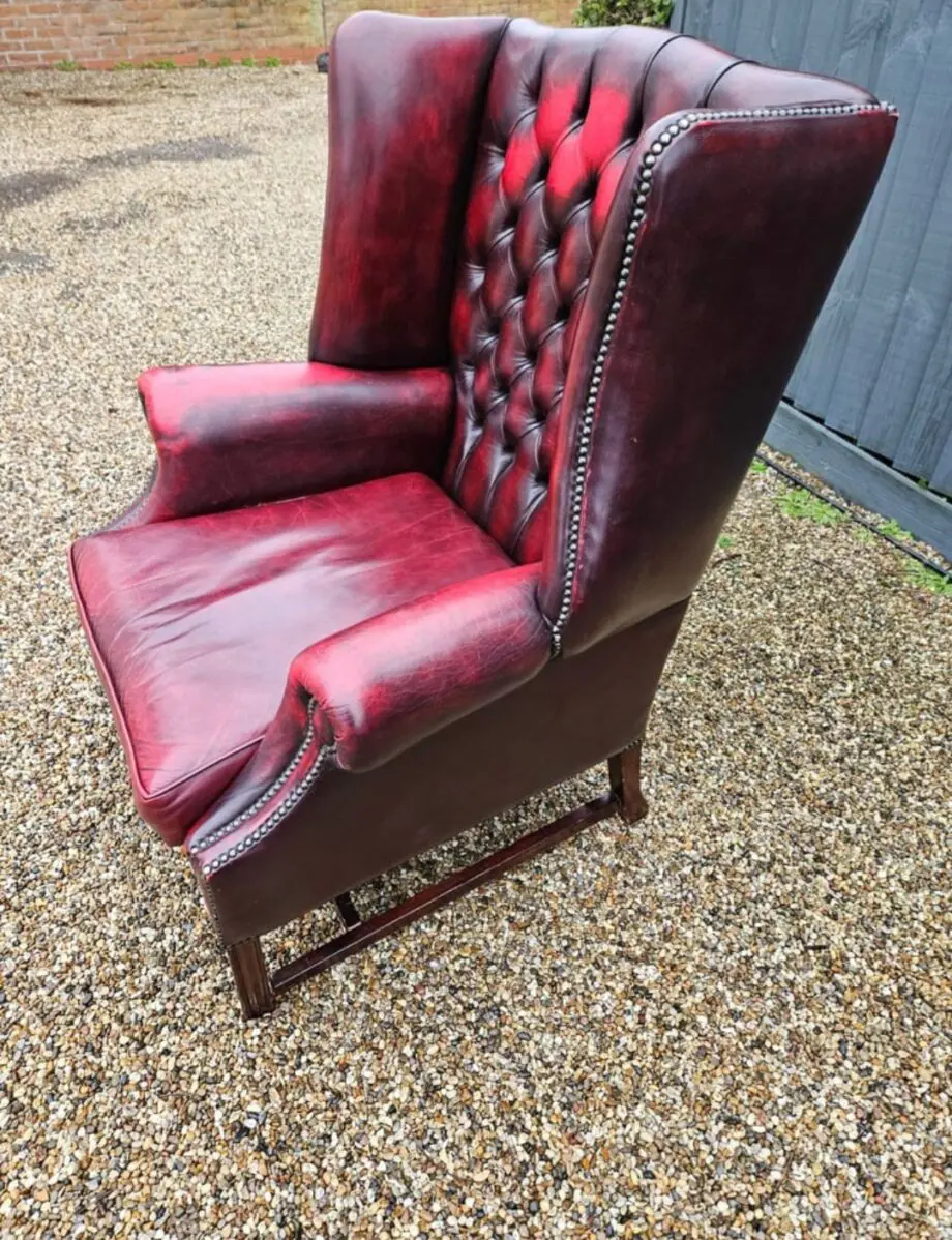 Leather chesterfield wingback