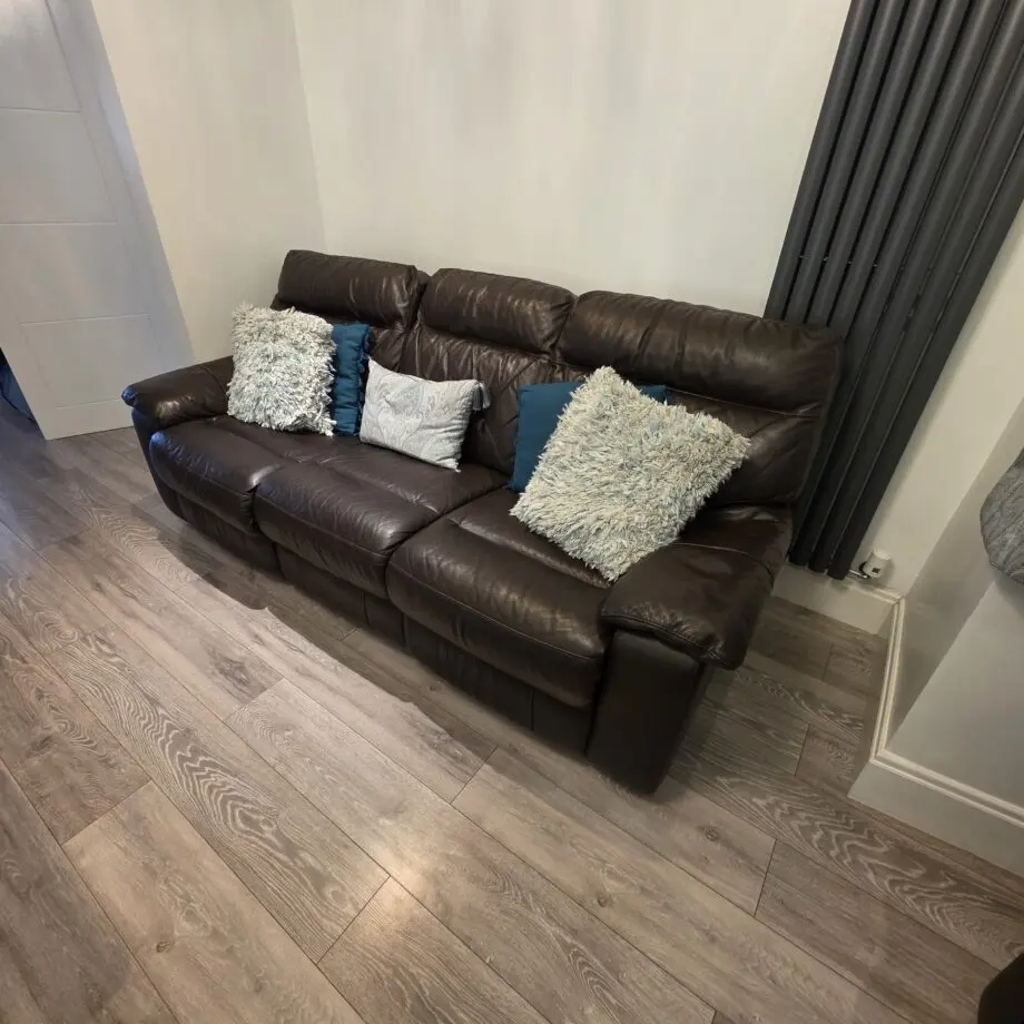 Brown genuine leather sofa
