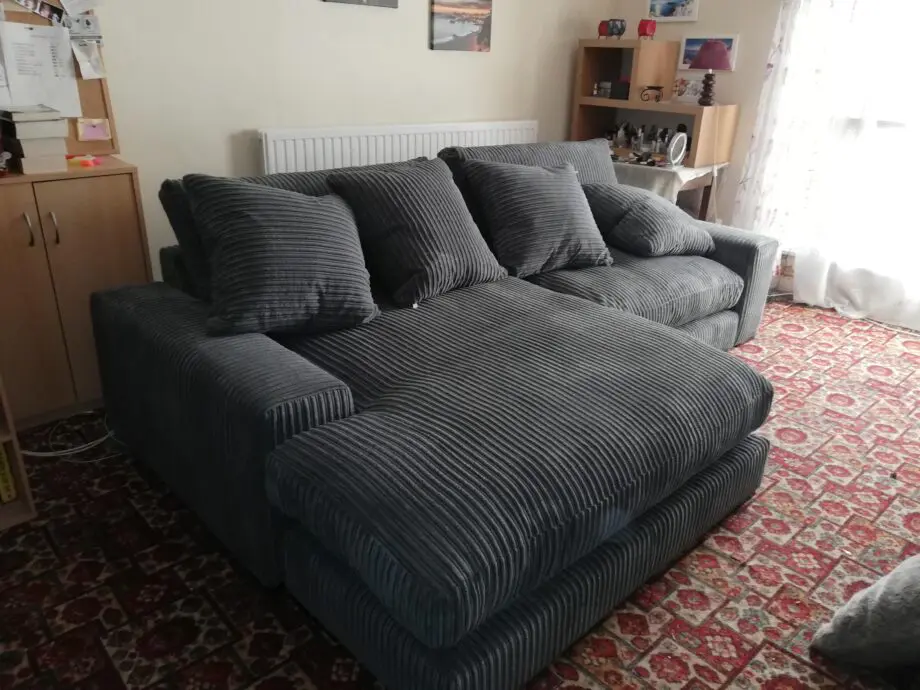 Mfc grey corded large sofa.