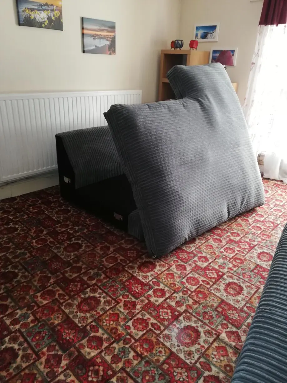 Mfc grey corded large sofa.