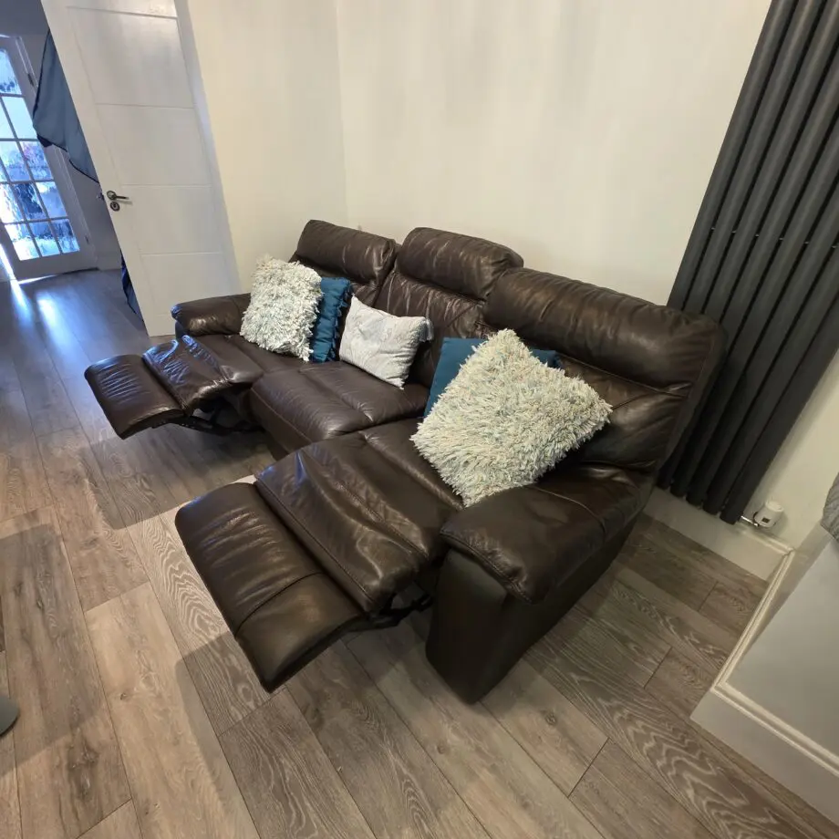 Brown genuine leather sofa