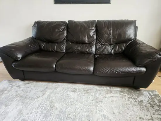 DFS pavilion 3 seater and power plus recliner brown leather