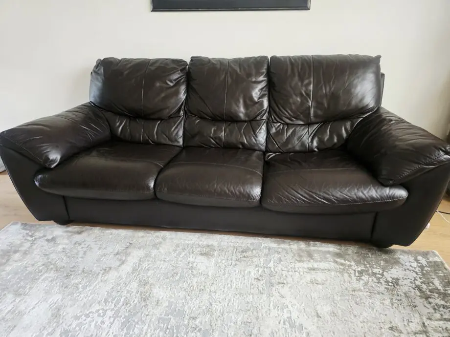 DFS pavilion 3 seater and power plus recliner brown leather