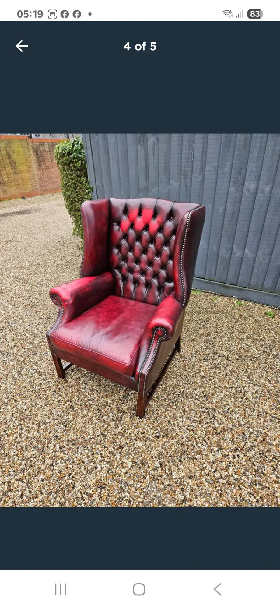 Leather chesterfield wingback
