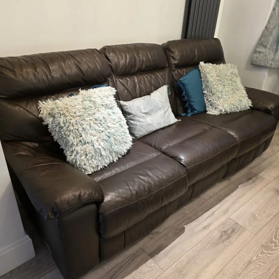 Brown genuine leather sofa