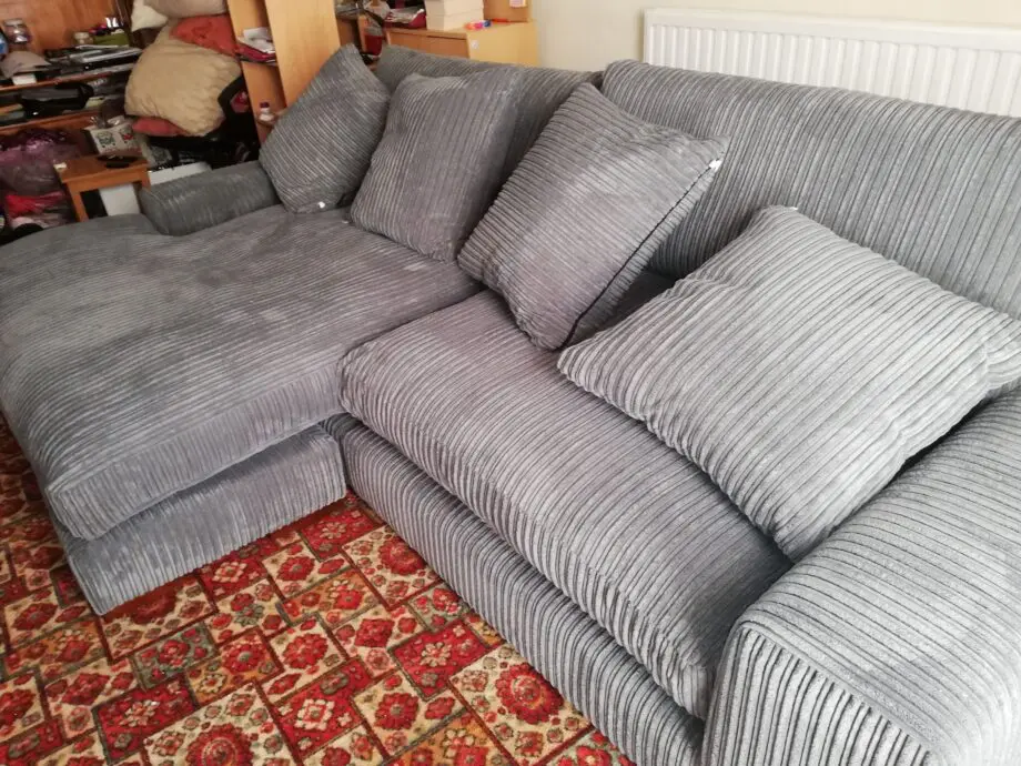 Mfc grey corded large sofa.