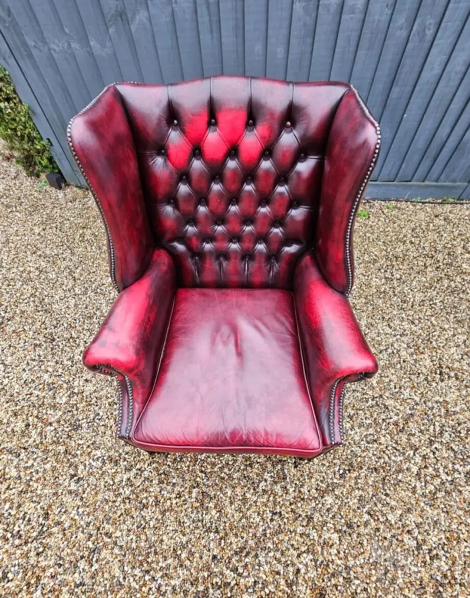 Leather chesterfield wingback