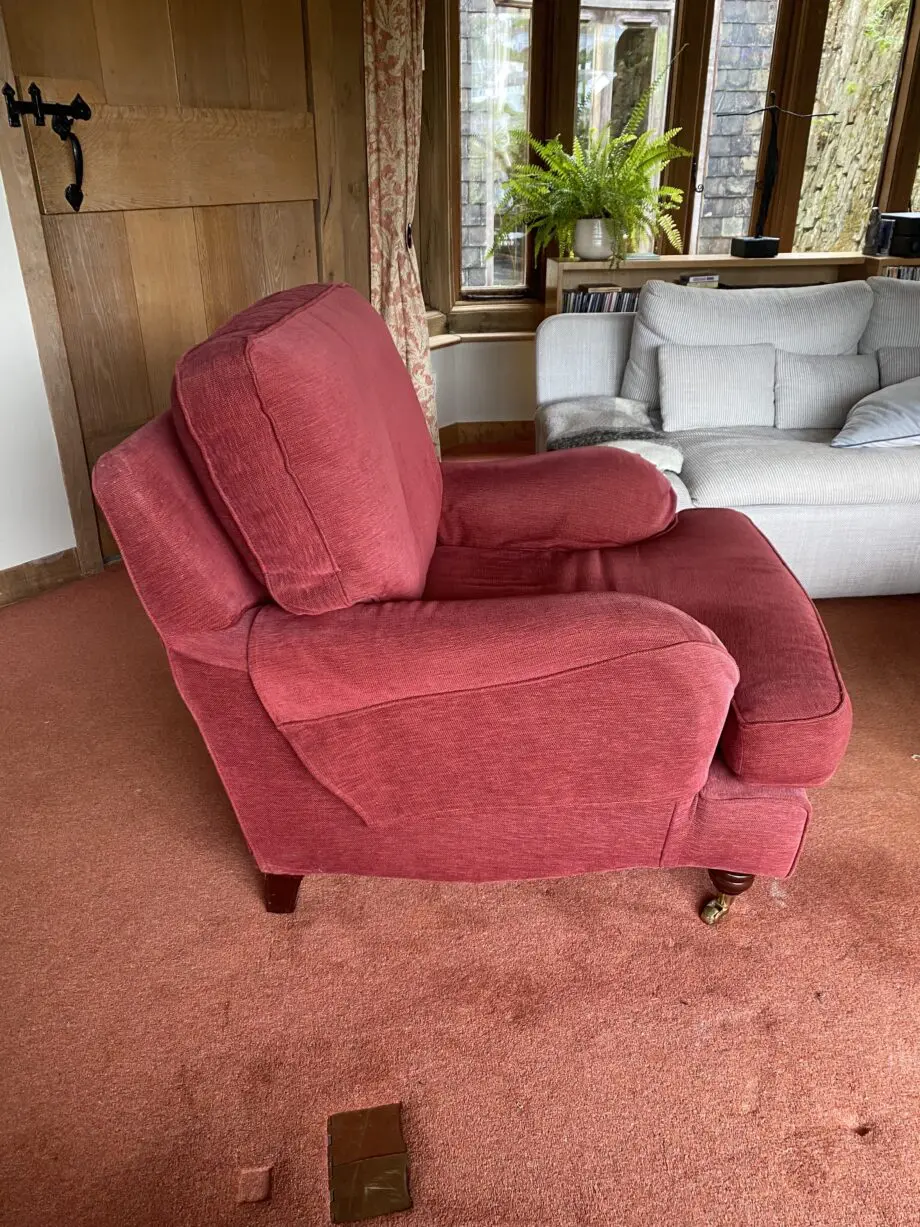 2 armchairs red and grey