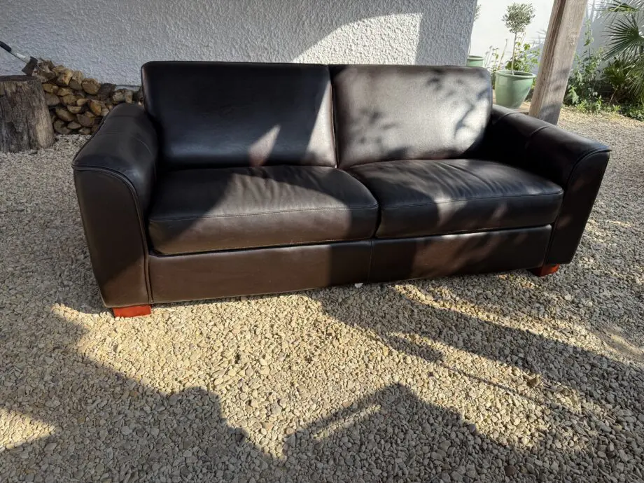 Dark Brown Leather Sofa