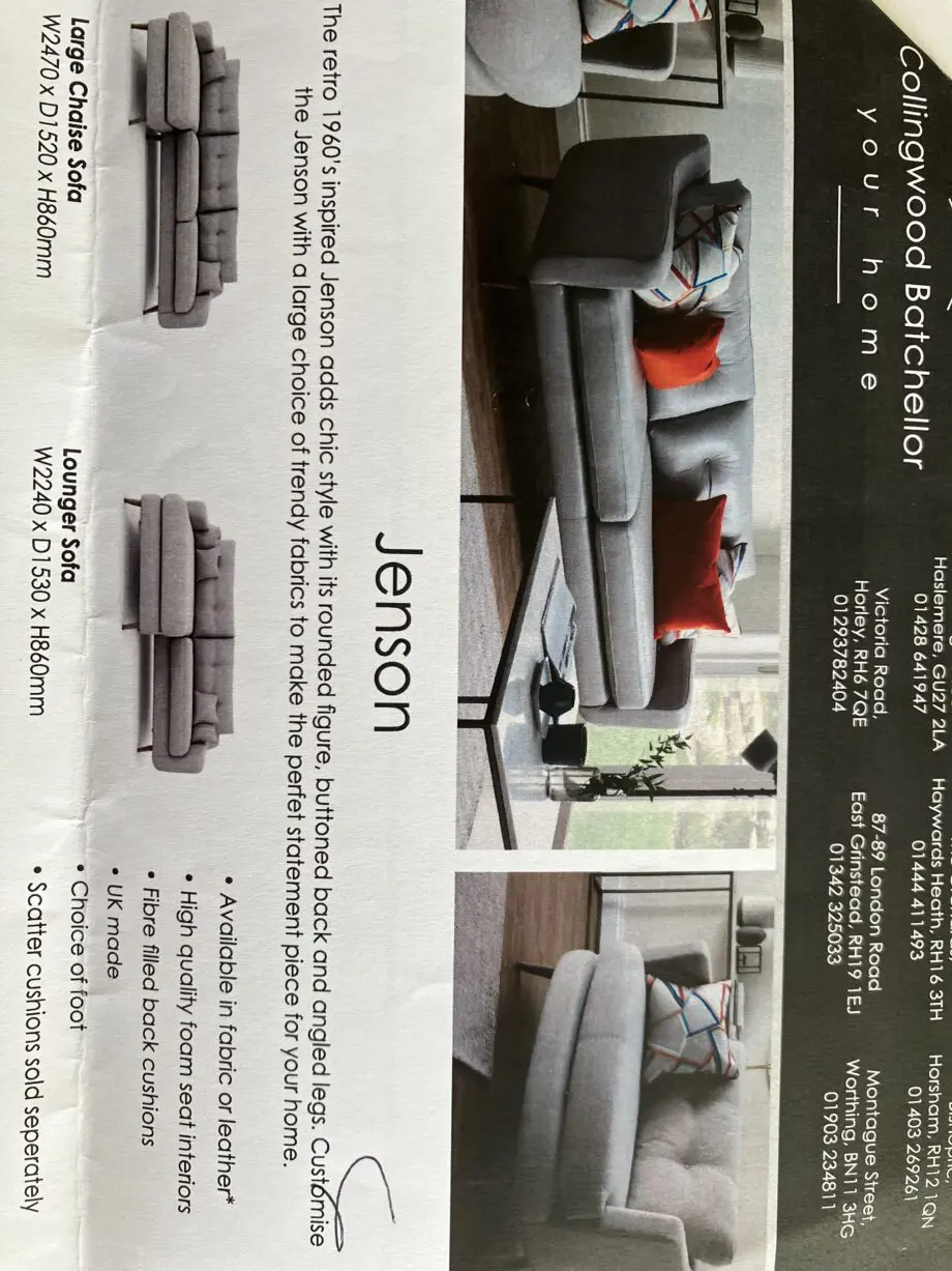 Jenson large Sofa in ivory/cream