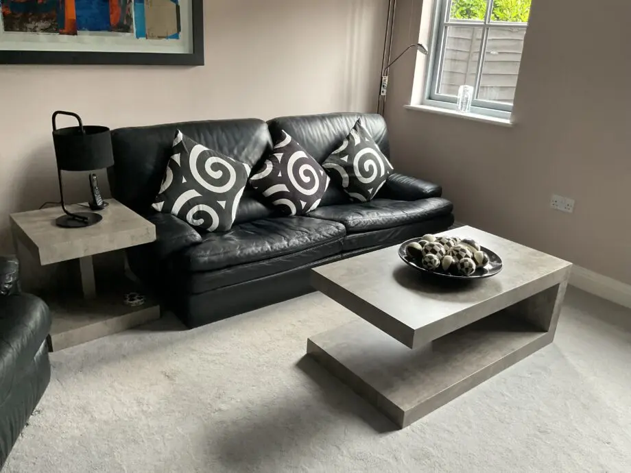 3 Seater Black Leather Sofa