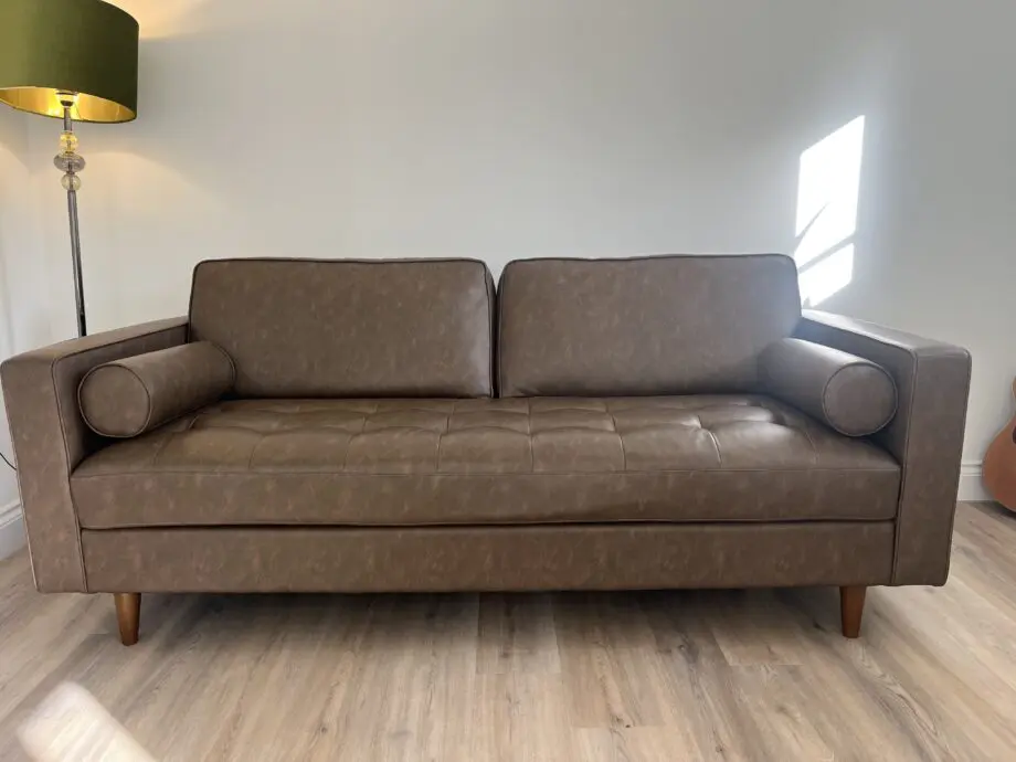 Dunelm Zoe Faux leather mocha 3 seat sofa