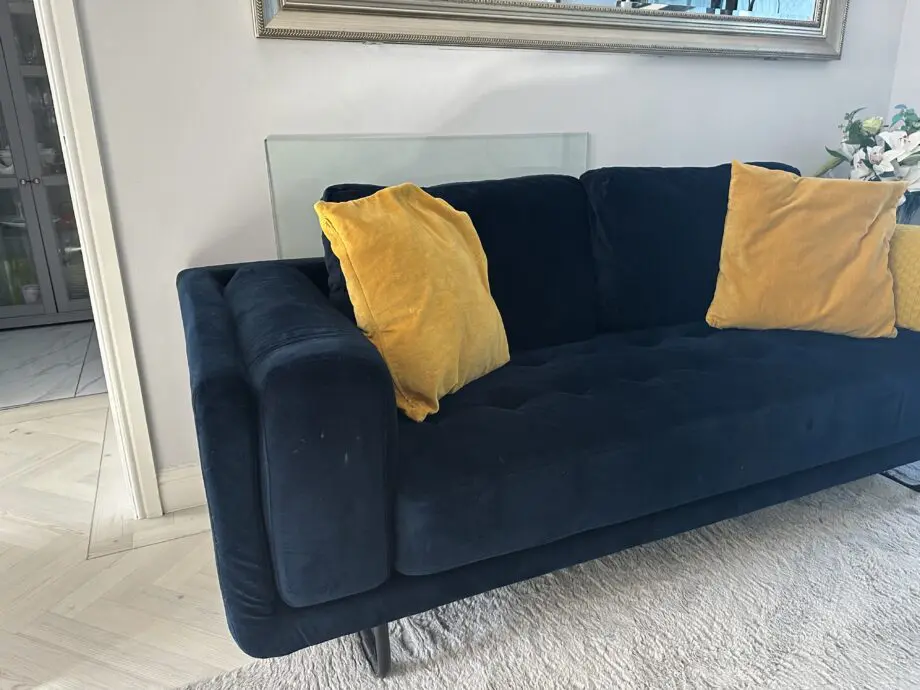 Stunning Navy Blue Velvet Sofa
