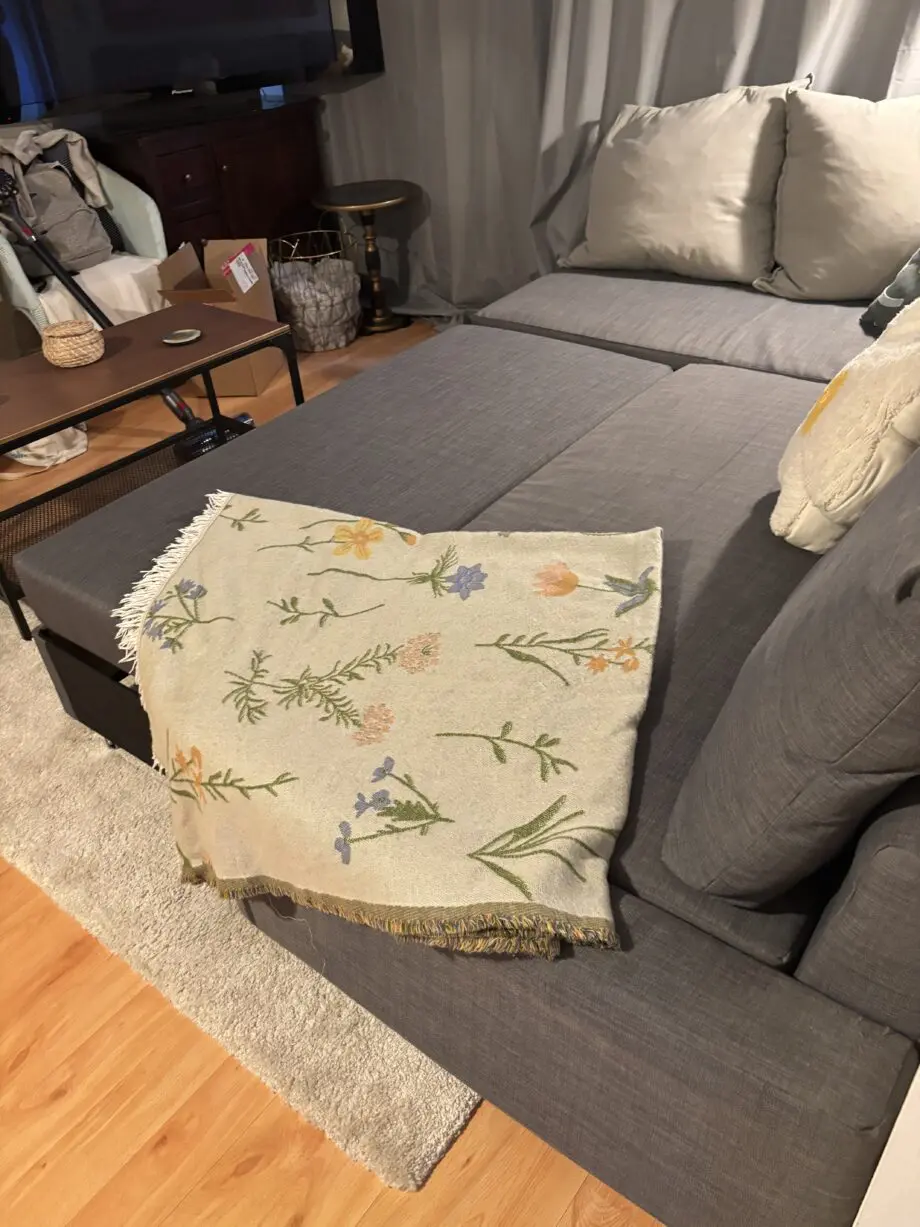 IKEA corner sofa bed with storage