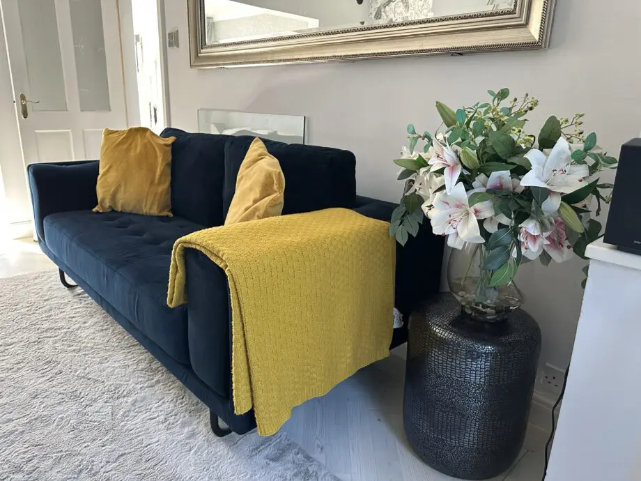 Stunning Navy Blue Velvet Sofa