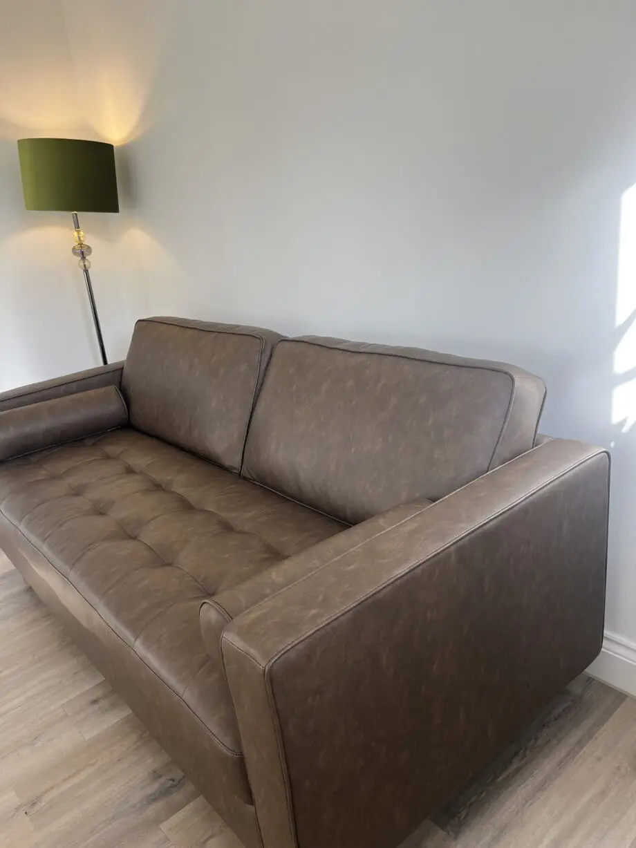 Dunelm Zoe Faux leather mocha 3 seat sofa