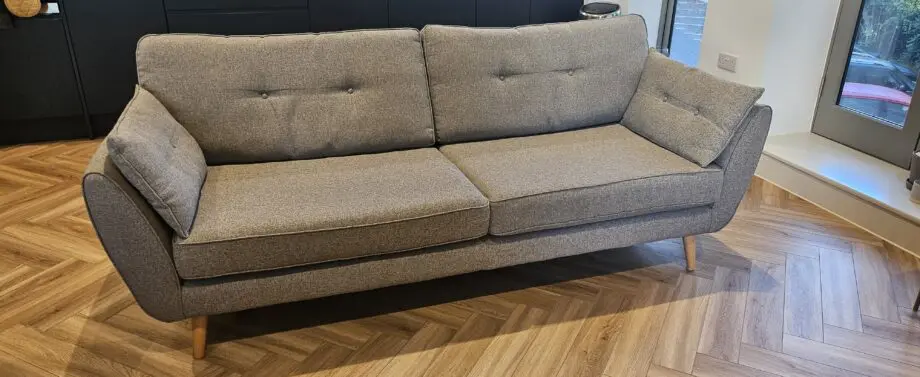 French Connection 3 piece suite and footstool