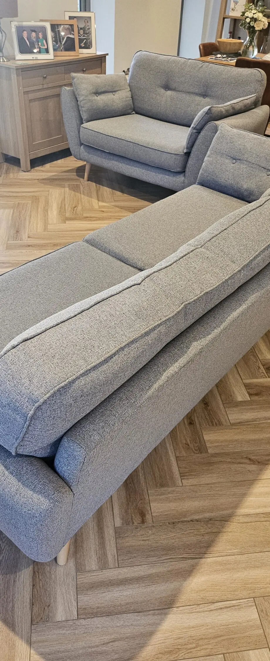 French Connection 3 piece suite and footstool