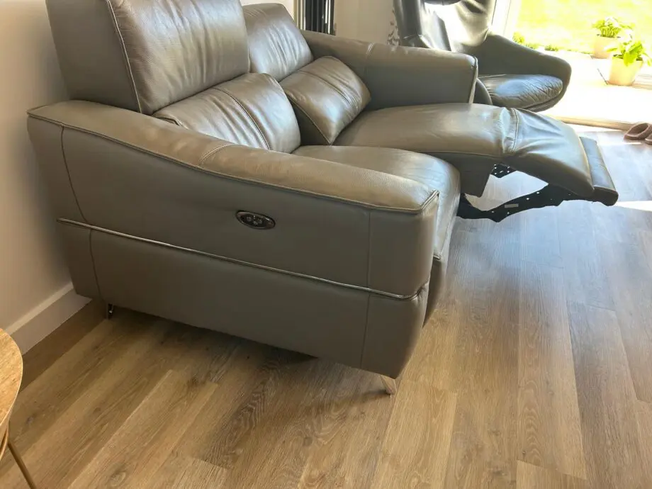 Leather 2 seater electric reclining sofa
