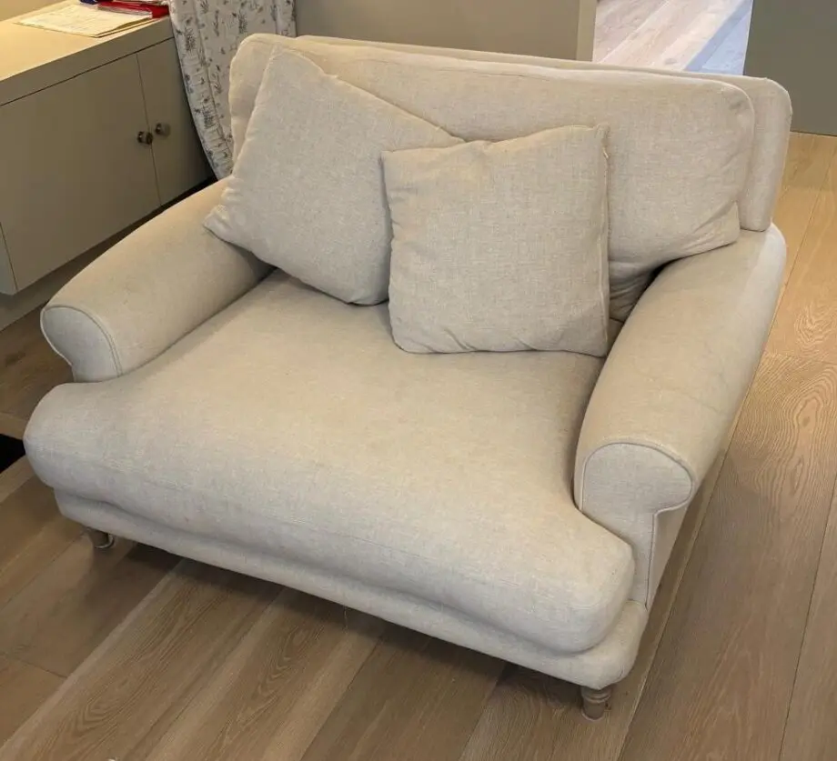 Loaf Love seat (Slowcoach) in Thatch house fabric