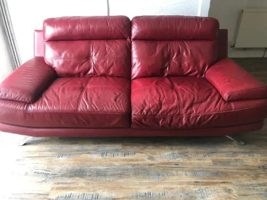 Red leather sofa