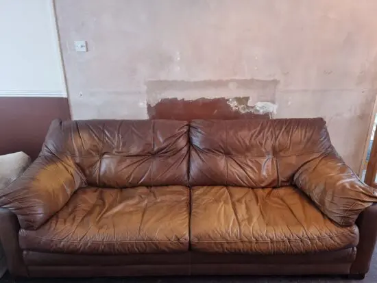 Brown leather 4 seater sofa