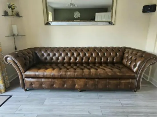 Designer Sofa 4U , Chesterfield Blenhiem Leather Buttoned 4 seater sofa