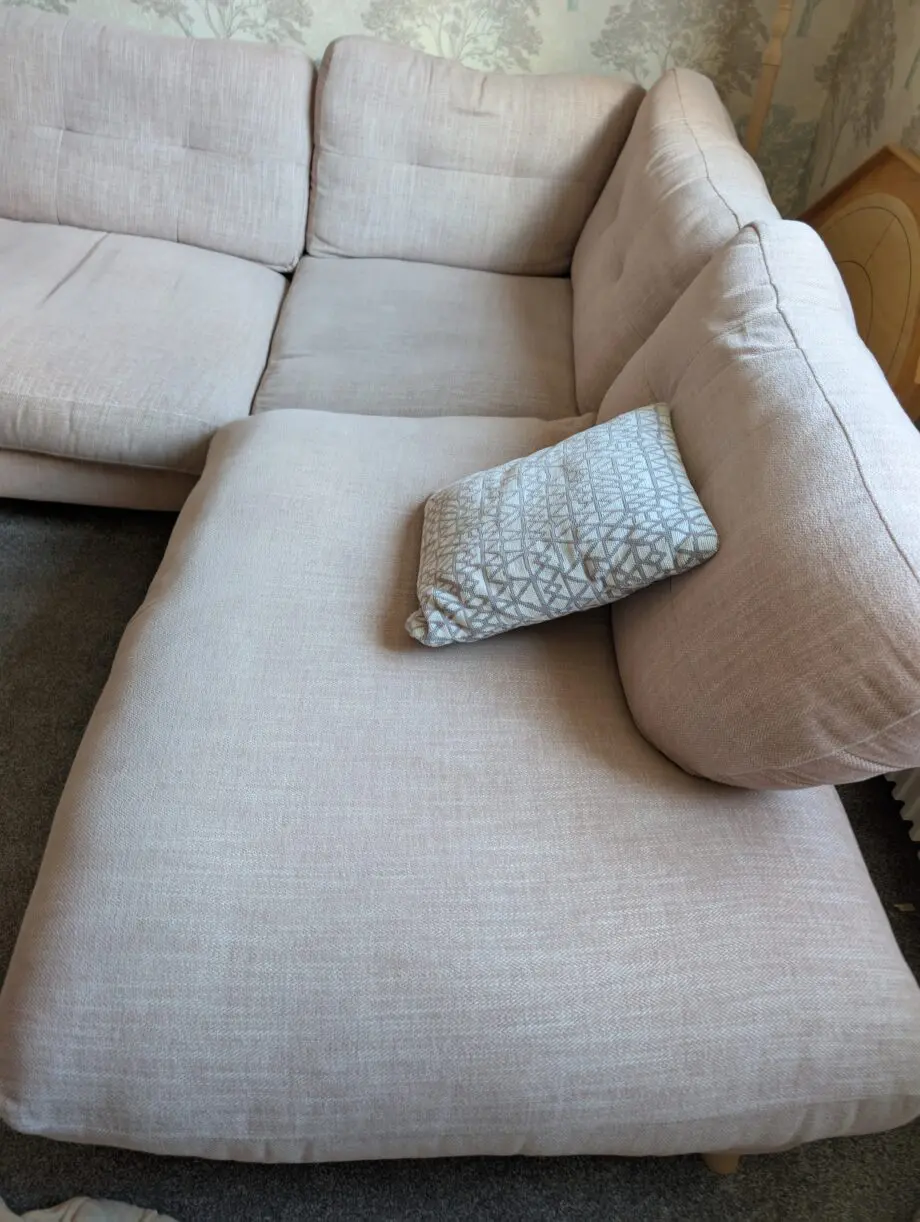 Sofology pink fabric corner sofa