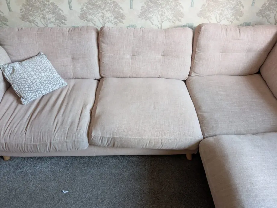 Sofology pink fabric corner sofa