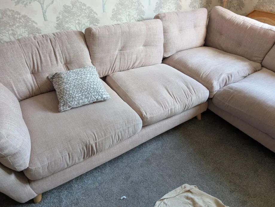 Sofology pink fabric corner sofa