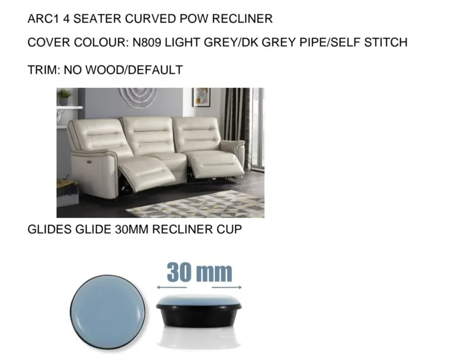 SCS Light Grey 4 Seater Curved Power Recliner Sofa RRP £1500