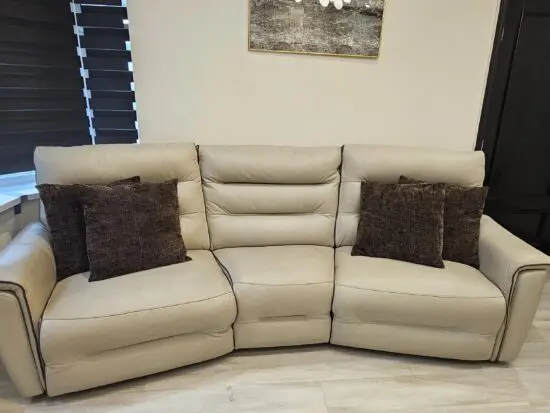 SCS Light Grey 4 Seater Curved Power Recliner Sofa RRP £1500
