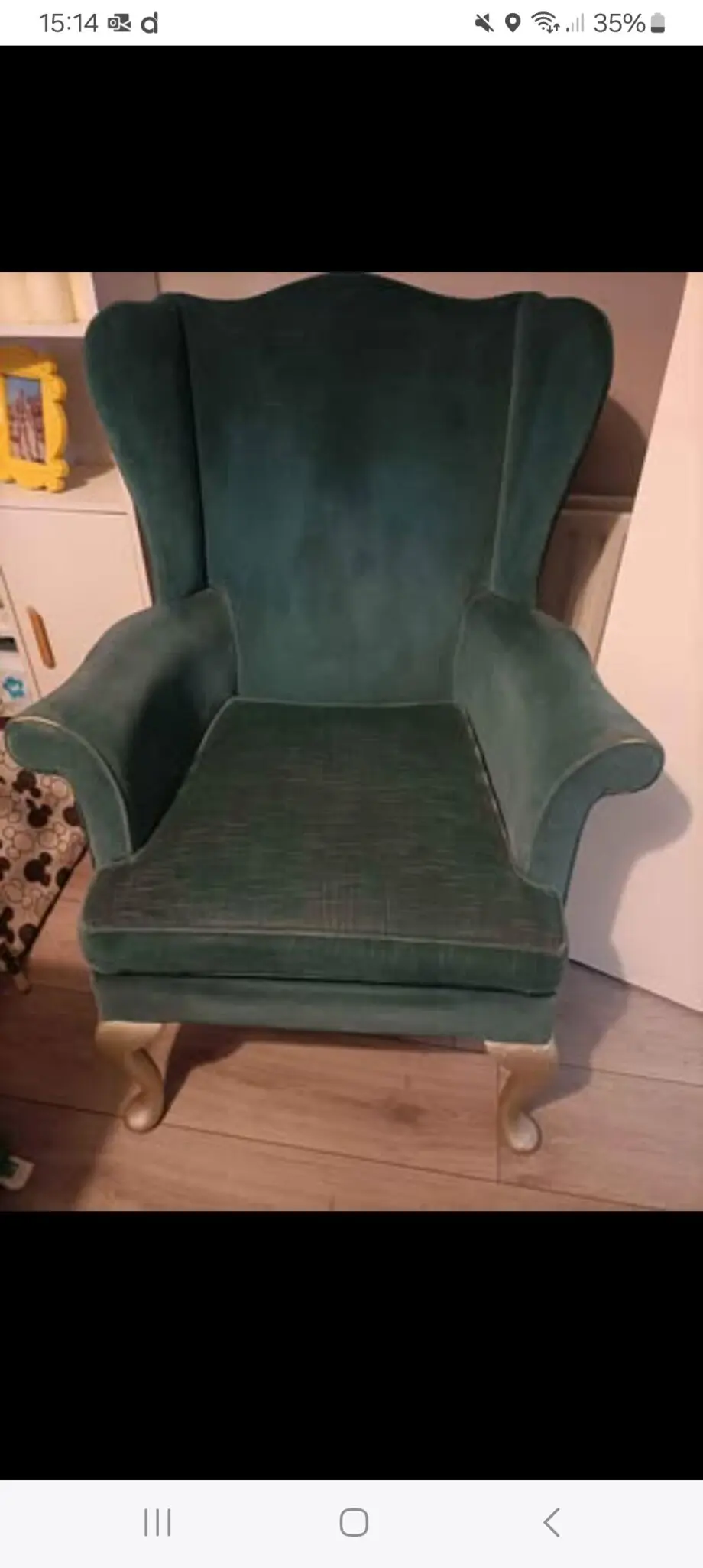 Teal green Parker Knoll wingback chair