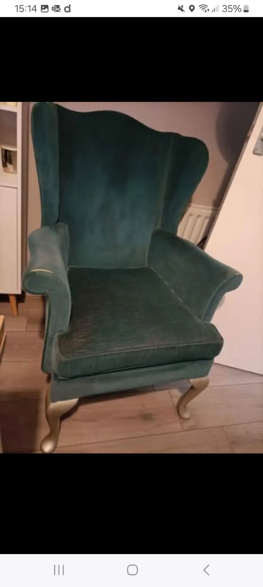 Teal green Parker Knoll wingback chair