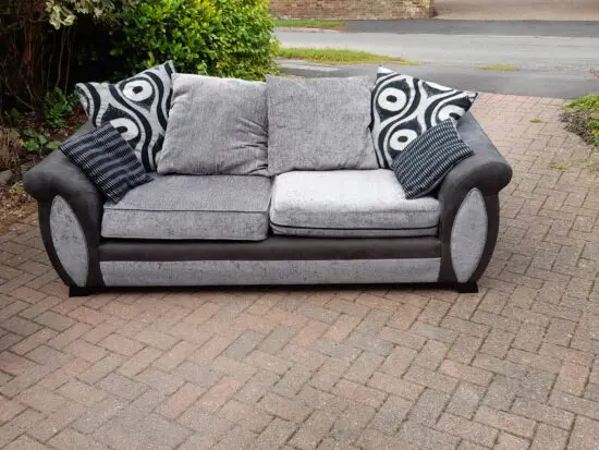 Charcoal & Black 3 Seater Sofa
