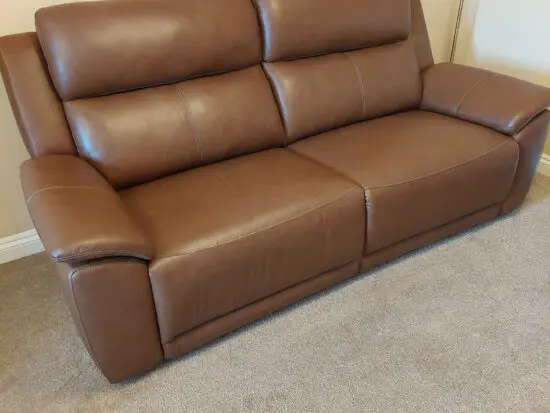Furniture Village brown leather 3 piece suite