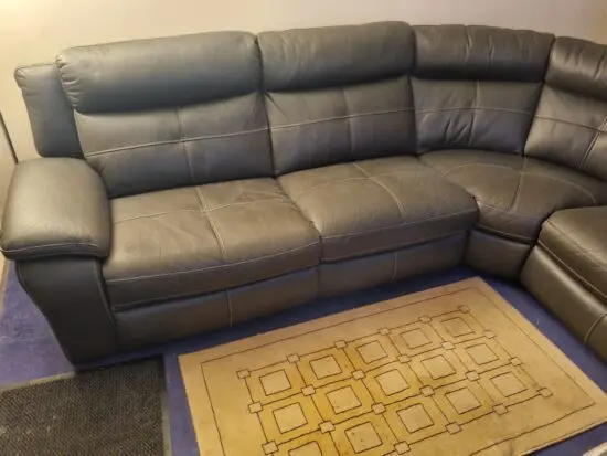 Corner sofa Dark grey leather 5 seater