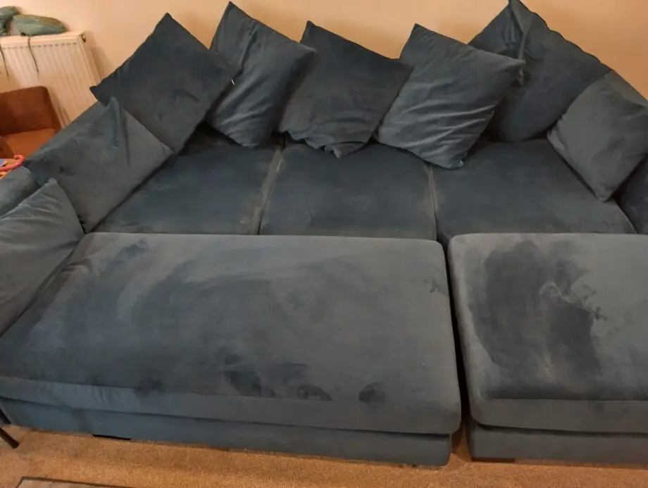 DFS plush velvet royal blue sofa bed