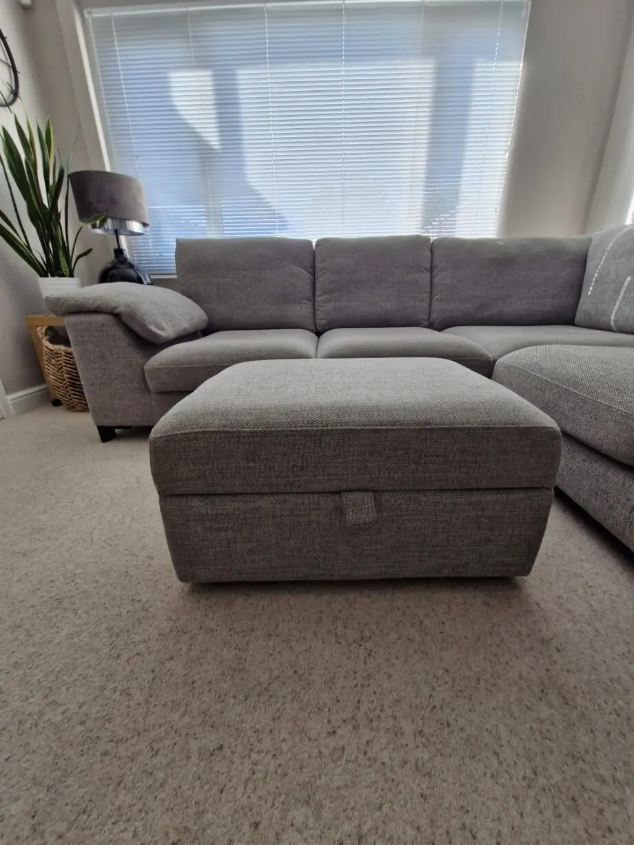 DFS grey corner sofa & footstool