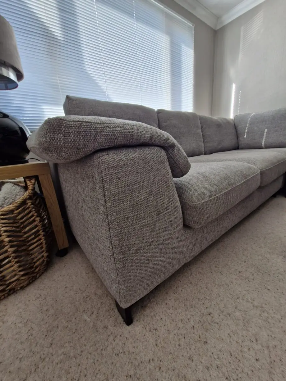 DFS grey corner sofa & footstool
