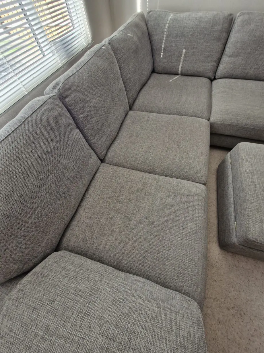 DFS grey corner sofa & footstool