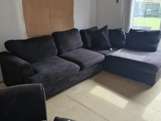 DFS black Orka Corner Sofa & Swivel Chair