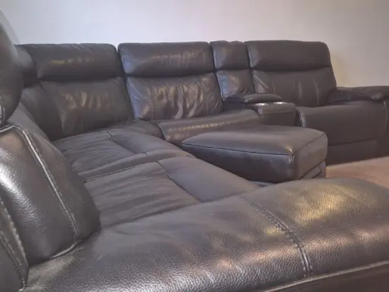 Leather DFS Trek 2 Corner 2 Power Recliner and Console with Footstall