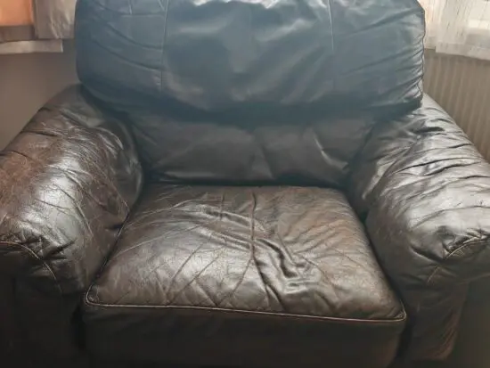 Brown leather armchair