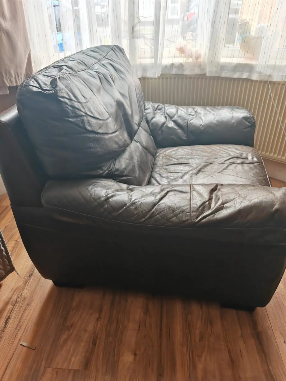 Brown leather armchair