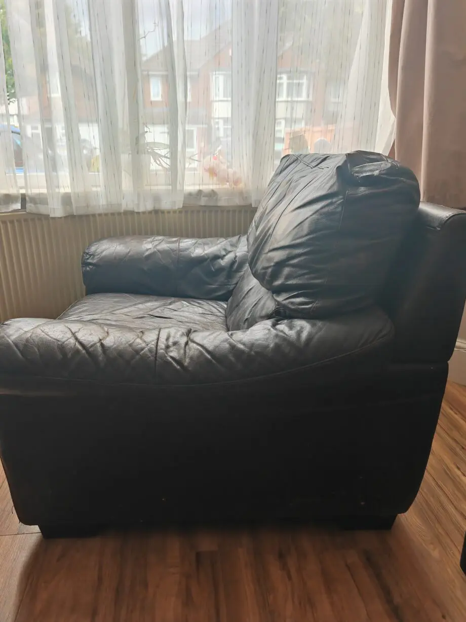 Brown leather armchair